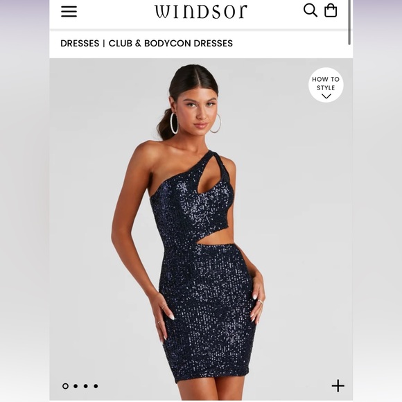 Windsor Mirror Ball Sequin Mini Dress Navy - Picture 3 of 8